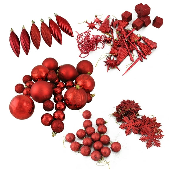 125-Piece Club Pack of Shatterproof Candy Apple Red Christmas Ornaments