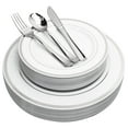 125 Piece Silver Plastic OIF8 Plates & Cutlery Set Reusable & Silver