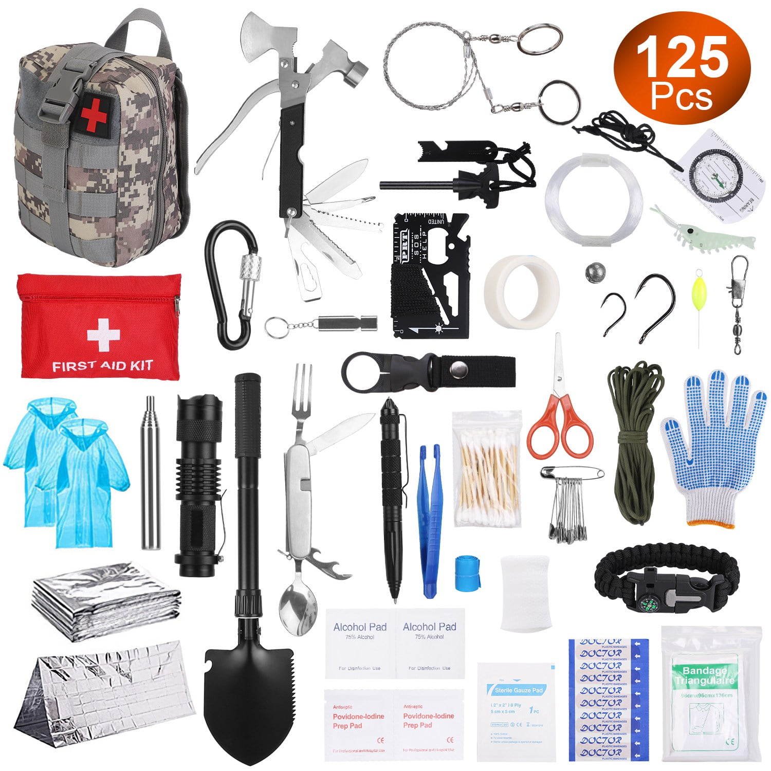 125 Pieces Survival First Aid Kit, iMounTEK Outdoor Gear Emergency Kits  Trauma Bag for Camping Boat Hunting Hiking Home Car Earthquake and  Adventures