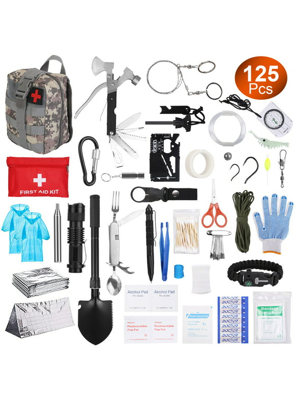 125 Pieces Survival First Aid Kit, iMounTEK Outdoor Gear Emergency Kits Trauma Bag for Camping Boat Hunting Hiking Home Car Earthquake and Adventures