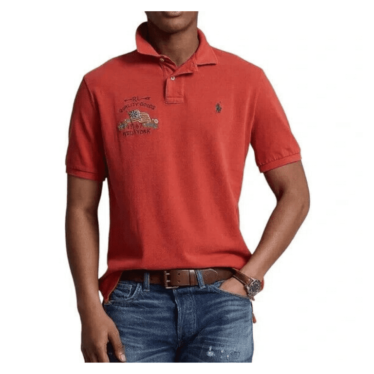 $125 Polo Ralph Lauren Men's, Classic Fit Flag Mesh Polo