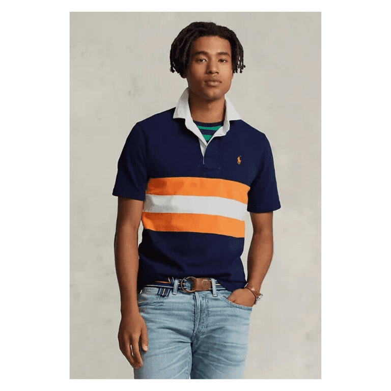 $125 Polo Ralph Lauren Mens Classic Fit Striped Jersey Rugby Shirt