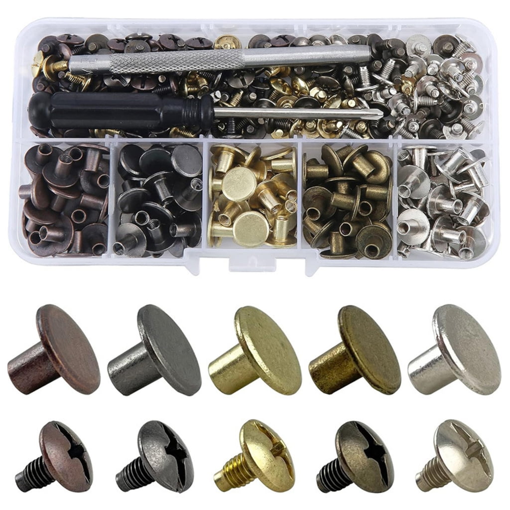 125 Set Flat Head Rivets for Decoration and Document Binding Use ...