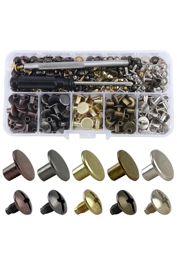 125 Set Flat Head Rivets for Decoration and Document Binding Use