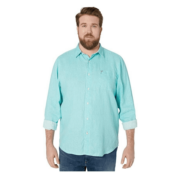 $125 Tommy Bahama Breezer Martini Hour L/S Linen Shirt in Lawn Chair, 2XLB/2TGG