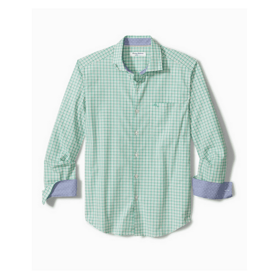 $125 Tommy Bahama T323598 Men's New Port Vista Check L/S Shirt, Deep Sea Teal, M