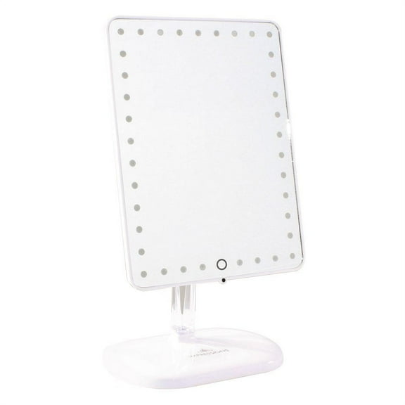 ($125 Value) Impressions Vanity Touch Pro LED Makeup Mirror with Wireless Bluetooth Audio & USB Charger, Glossy White