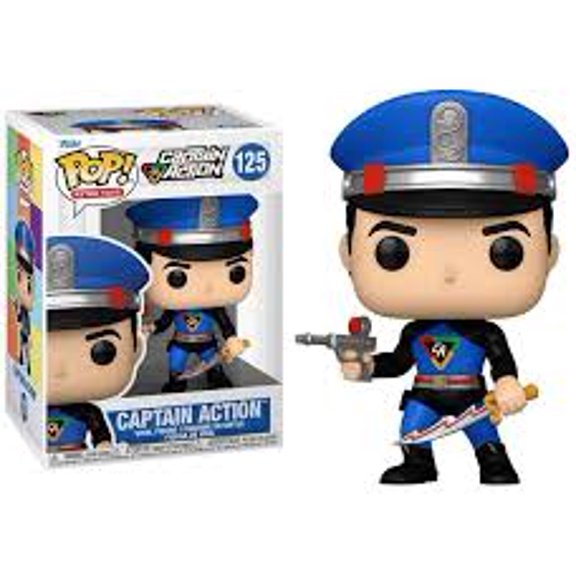 125 - Vinyl Collectible Captain Figure Retro Hero Character in Blue Uniform (Boxed Display)