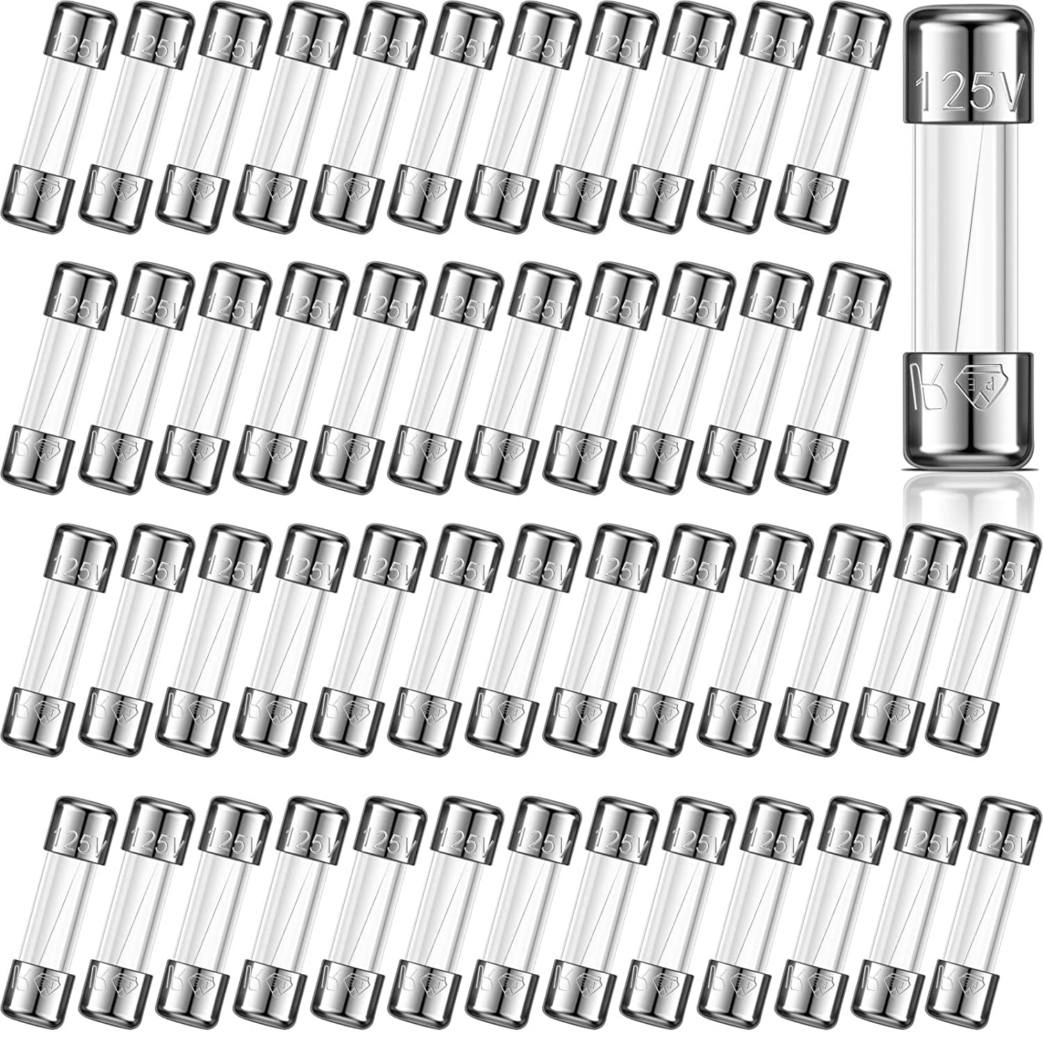 125 Volt 5 Amp Fuse Fast Blow Glass Fuses 5a Max 125v Fuse Quick Fuse C9, C7, G40 Christmas Light Fuse Replacement Bulb Fuses for LED Light Outdoor String Light, 0.2 x 0.78 Inch / 5 x 20 mm (100)