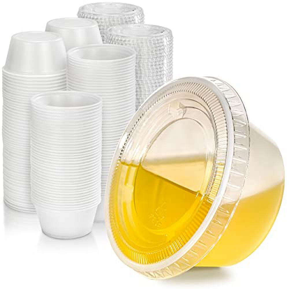 Delove [7 Pack] 2.7 oz Small Glass Condiment Containers with Lids - Salad  Dressing Container to Go - Dipping Sauce Cups Set - Leak proof Reusable