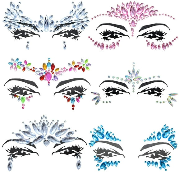1250 Pcs Self Adhesive Rhinestones for Makeup Eyes 15 Colors Rainbow Rhinestones Face Jewels Face Gems Stick on, DIY Nail Makeup 3mm 4mm 5mm 6mm Rave Festival Accessories Costume for Women