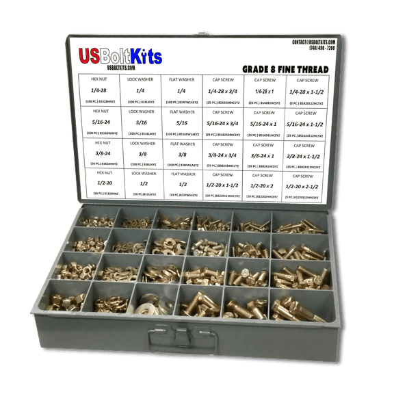 1250 Piece Grade 8 SAE Fine Thread Assortment