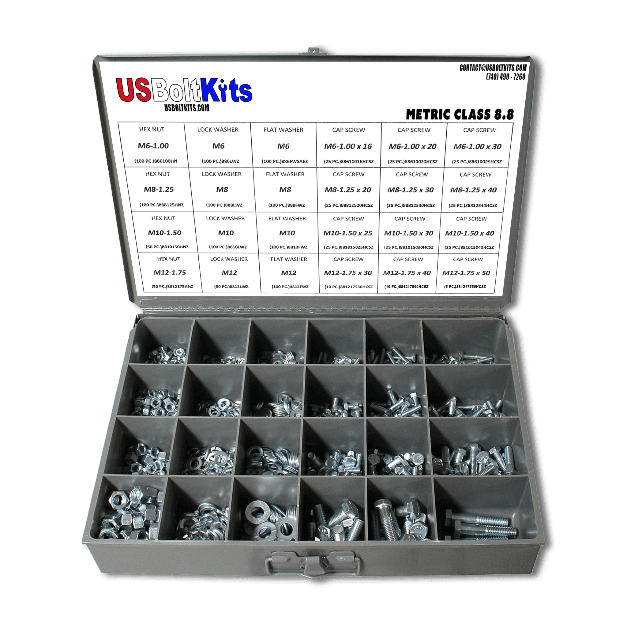 1250 Piece Metric Class 8.8 Coarse Thread Assortment - Walmart.com