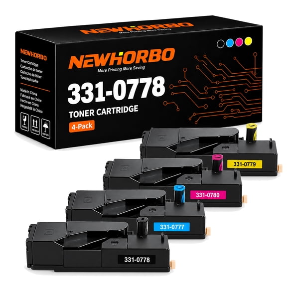 331-0778 Compatible Toner Cartridges 4 Pack for Dell 1250c 1350cnw 1355cnw