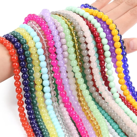 1250 count Glass Beads, 8mm Round, 25 Colors, for Bracelets, Making, DIY Crafts