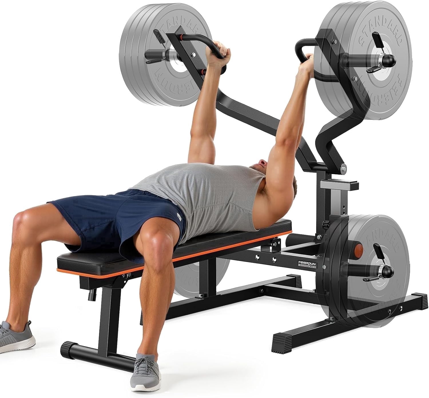 FED Fitness 3-Grip U-Handles Chest Press Machine with 1250LBS Capacity, 11+3 Adjustable Positions, Flat Incline Bench for Chest, Arms, Abs & Shoulder Home Gym |FED Fitness