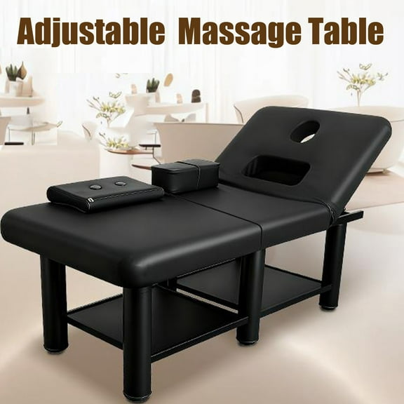 1250LBS Massage Treatment Table Portable Lash Bed with 2 Large Storage Compartments, 45 Adjustable Stationary Bed, Waterproof Leather, Anti-Slip Spa Table for Facial, Tattoo, Salon, Home