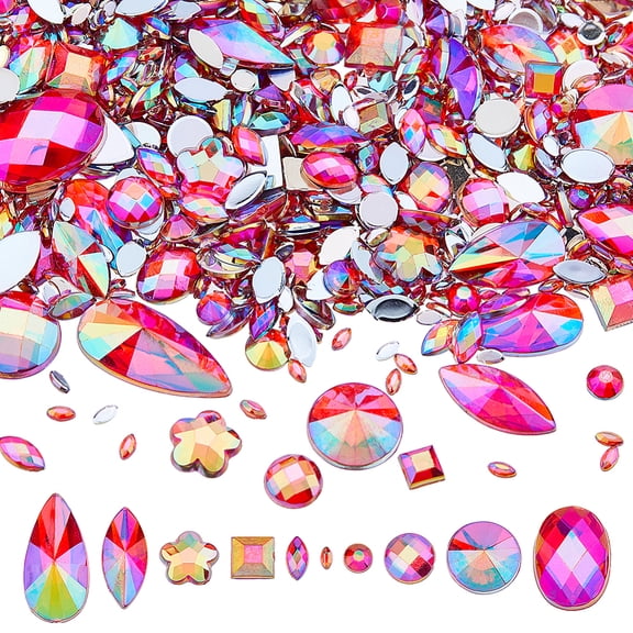 1250Pcs AB Flatback Rhinestones Gems Red Horse Eye Rhinestones Acrylic Rhinestone Jewels Crafts for Making Shoes Clothes Dress