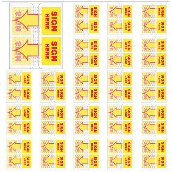 1250Pcs Sign Here Stickers 1 Inch Sign Date Tabs