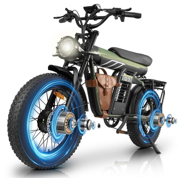 1250W Dual Brushless Motor EBike for Adults 40MPH, 20"4.0" Fat Tires, 52V20.8Ah Battery (ULCertified)