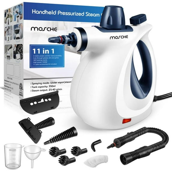 1250W Powerful Handheld Steam Cleaner with Detergent Container and Safety Lock, Multifunctional and Pressurized Hand Held Steamer for Kitchen, Bathroom, Windows and Floors, Steamer for Cleaning