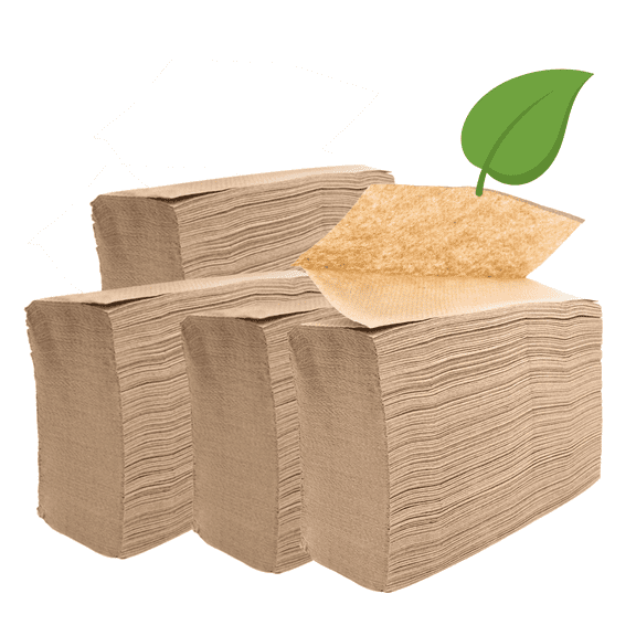1250ct Unbleached Brown Paper Towels - Bulk Supply 100% Recycled Post Consumer Waste - Z-Fold Multifold Standard Dispenser Fit