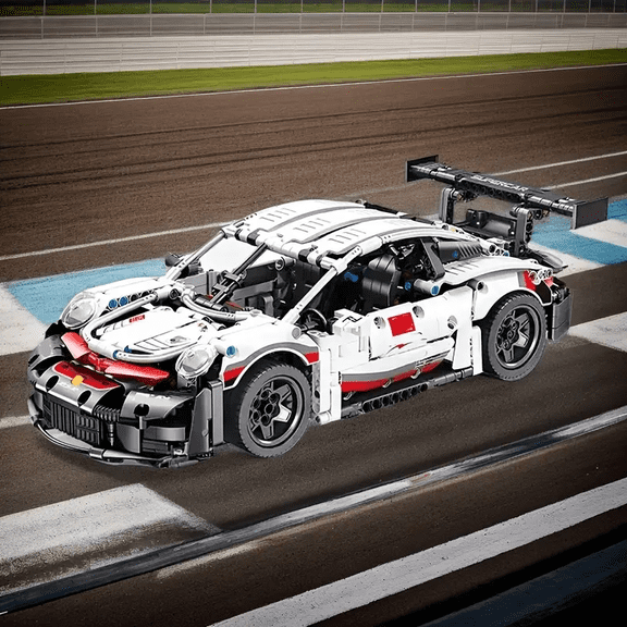 1251-Piece White Racing Car 3D Puzzle Set - Exquisite DIY Model Building Kit, Suitable for Birthday and Holiday Gifts