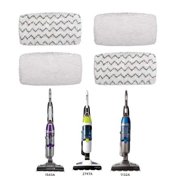 1252 Vac & Steam Mop Pad for Bissell PowerFresh Vac & Steam 2747A, 1132 1543 1632 1652 Symphony Vacuum and Steam Mop Series, 4 Pack