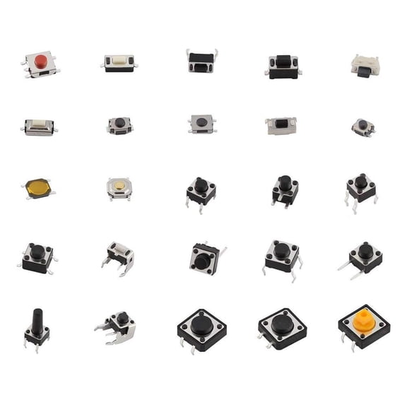 12525 values micro instantaneous tactile switch, & tactile touch button switch, 2/3/4 pin micro mini tactile switch set (packaging)