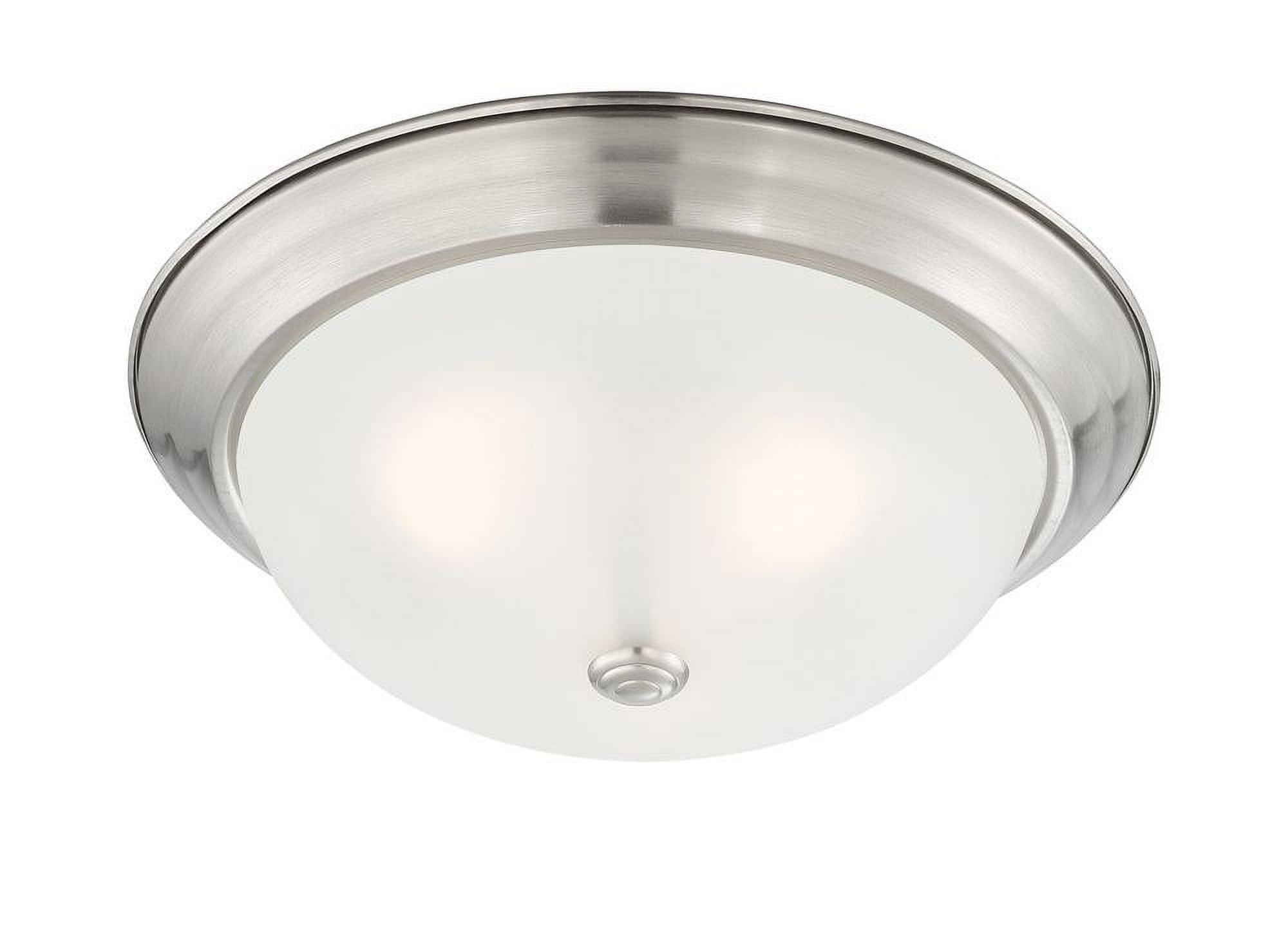 Satin Platinum 15'' Flush Mount Ceiling Light with Etched Glass