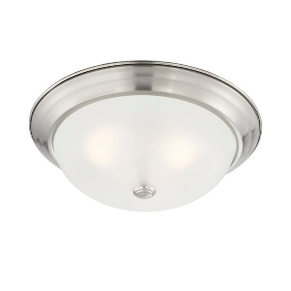 1257L-SP-W-Designers Fountain-15 Inch 3 Light Flush Mount-Satin Platinum Finish-Etched Glass Color