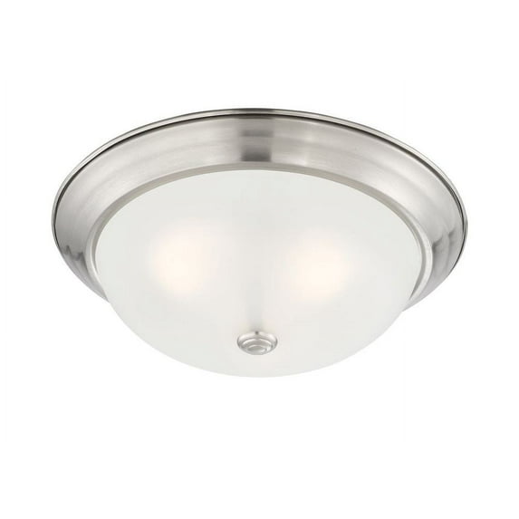 1257L-SP-W-Designers Fountain-15 Inch 3 Light Flush Mount-Satin Platinum Finish-Etched Glass Color