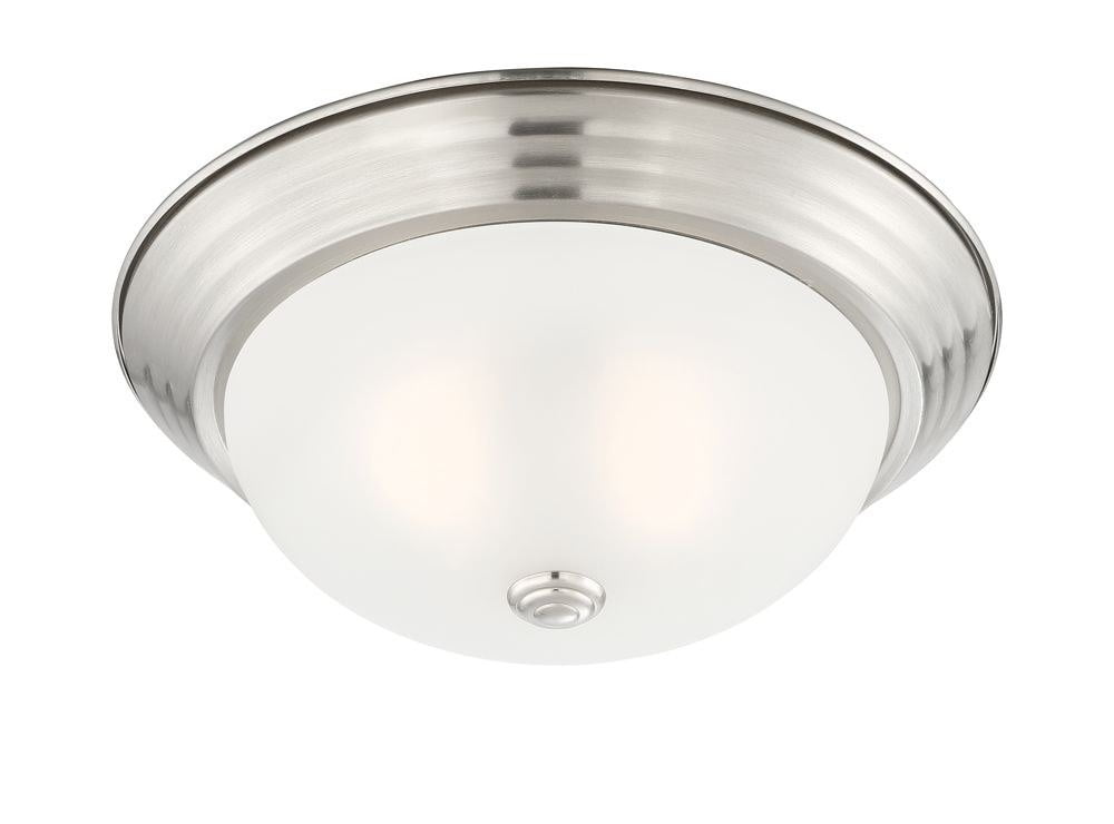 Brushed Nickel 13.25" Flush Mount Ceiling Light with Etched Glass