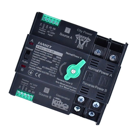 125A Automatic Transfer Switches with 2P/ Design & Flame Retardant Housing Easy to Use for Uninterrupted Power Supply