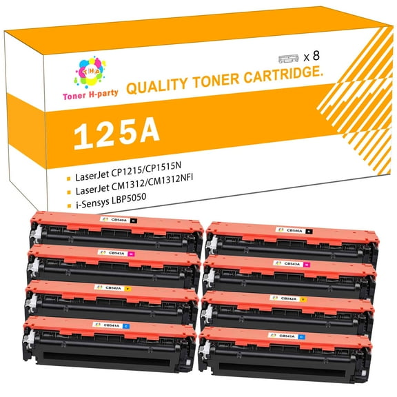 125A Toner Cartridge Compatible for HP 125A CB540A CB541A CB542A CB543A M251n M251nw MFP M276n M276nw CP1215 CP1515N Pro CP1525NW (High Yield, 8-Pack)