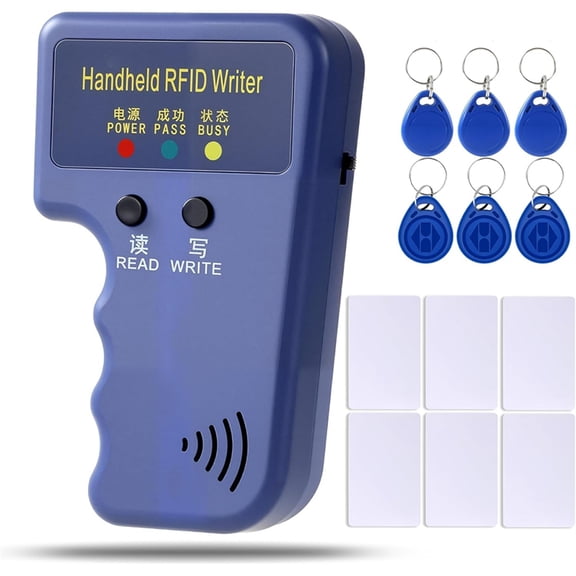125KHz RFID Copier - Handheld ID Card Writer with 6 Key Fobs & 6 Blank Cards,Compatible with T5577 & More
