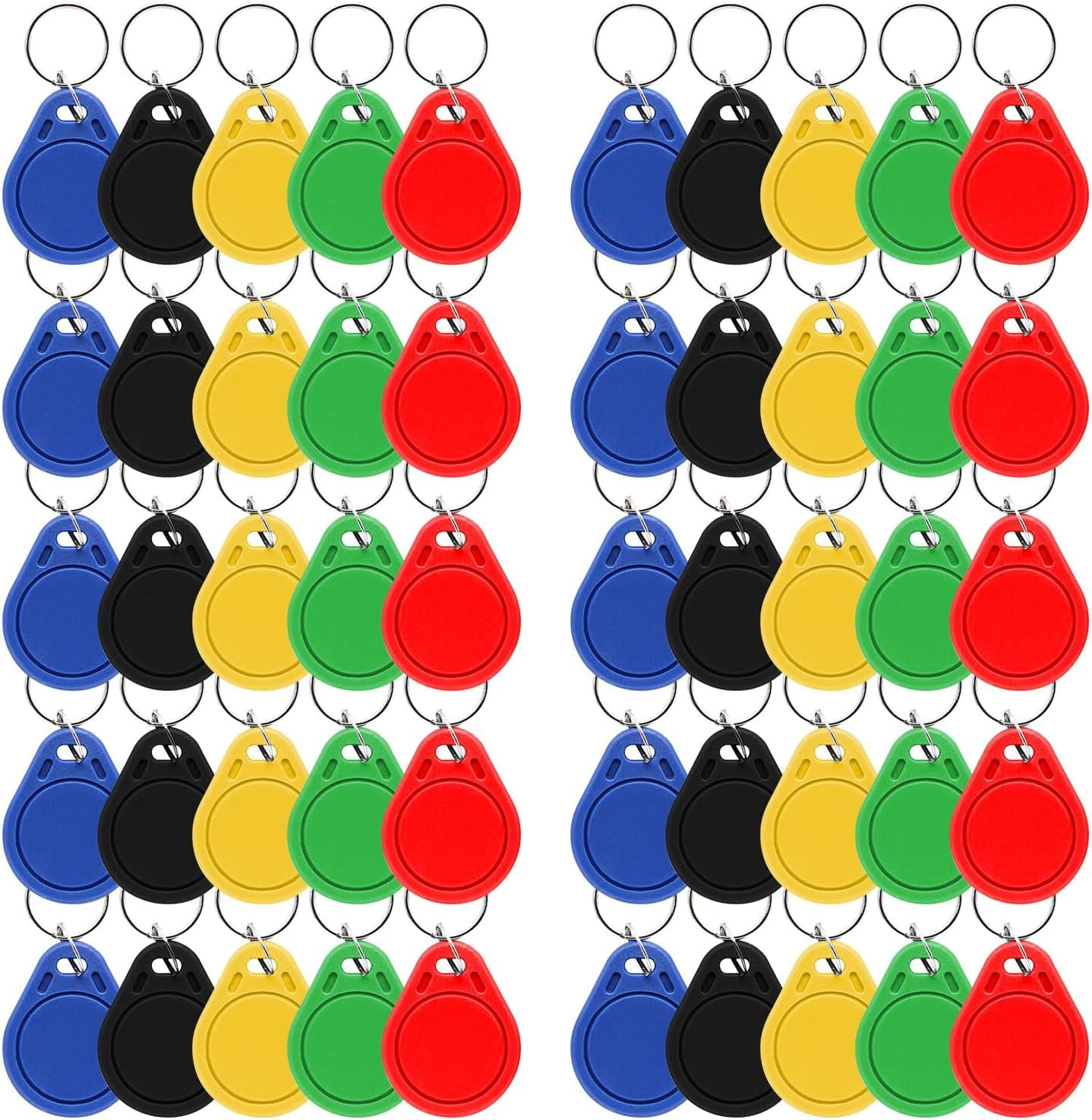 125Khz Writable RFID Proximity Keyfobs, 50 PCS Proximity ID Card Key Changeable Keyfobs Token Tag Writable Token Proximity ID Access Control Key Fob Tags Card for Door Access Control (Black)