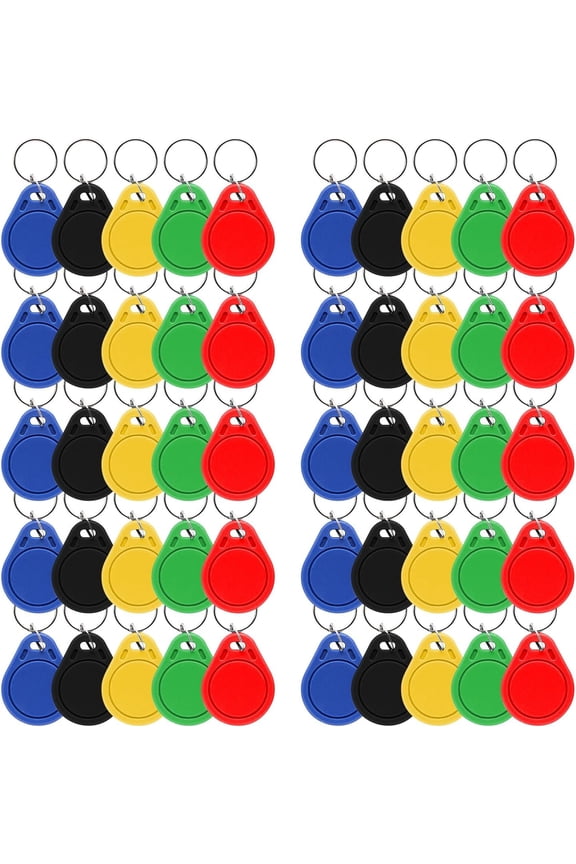 125Khz Writable RFID Proximity Keyfobs, 50 PCS Proximity ID Card Key Changeable Keyfobs Token Tag Writable Token Proximity ID Access Control Key Fob Tags Card for Door Access Control (Black)