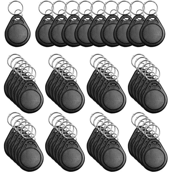 125Khz Writable RFID Proximity Keyfobs, 50 PCS Proximity ID Card Key Changeable Keyfobs Token Tag Writable Token Proximity ID Access Control Key Fob Tags Card for Door Access Control (Black)