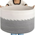 thumbnail image 1 of 125L Extra Large Blanket Basket, 25" x 16", Jumbo Laundry Basket, Cotton Rope Basket with Handles, Baby Toy Basket for Storage,Grey, 1 of 13