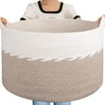 thumbnail image 1 of 125L Extra Large Blanket Basket, 25" x 16", Jumbo Laundry Hamper, Cotton Rope Basket with Handles for Living Room,Baby Toy Storage Bins, Brown, 1 of 6