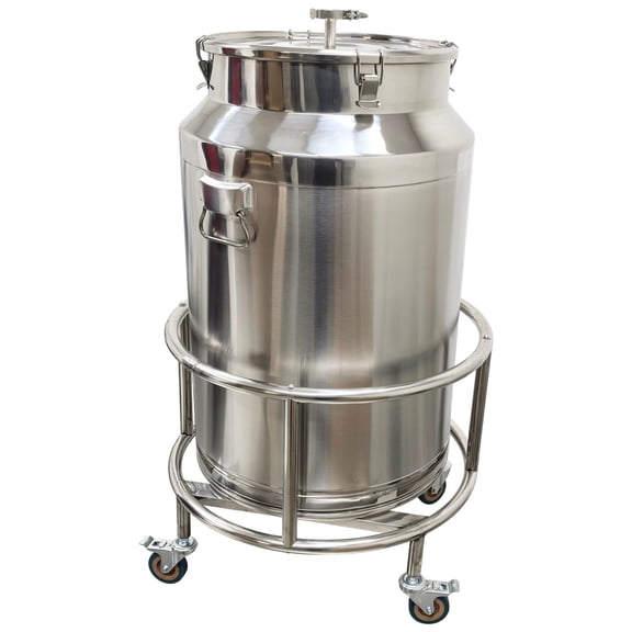 125L Stainless Steel Fermenter Storage Tank Milk Bucket Milk Container with Movable Trolley