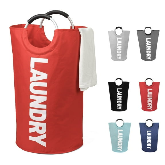 125L X-Large Laundry Basket, Collapsible Laundry Bag, Foldable Laundry Hamper, Folding Washing Bin (Red)