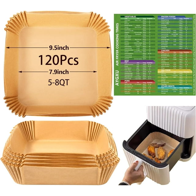 (125PCS) Air Fryer Liners, Disposable for Ninja Dual Air Fryer accessories, Parchment Paper liners rectangle 8.6''*5.5''