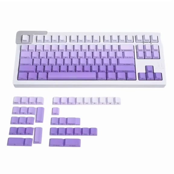 125PCS Gradient Purple PBT Keycaps with Side/Top Engraving Ergonomic Cherry Profile for Mechanical Keyboards