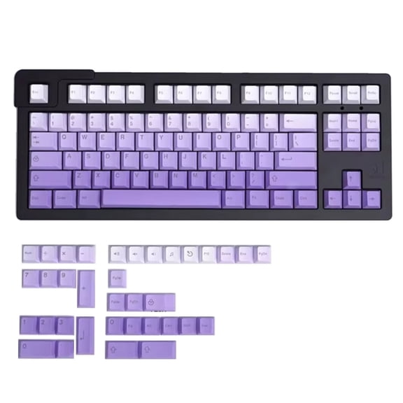 125PCS Gradient Purple PBT Keycaps with Side/Top Engraving Ergonomic Cherry Profile for Mechanical Keyboards