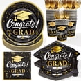 thumbnail image 1 of 125PCS Graduation Paper Plates and Napkins, 2026 Graduation Party Supplies Black & Gold Disposable Dinnerware Set, Graduation Party Decorations for College & High School (Serves 25 Guests), 1 of 10