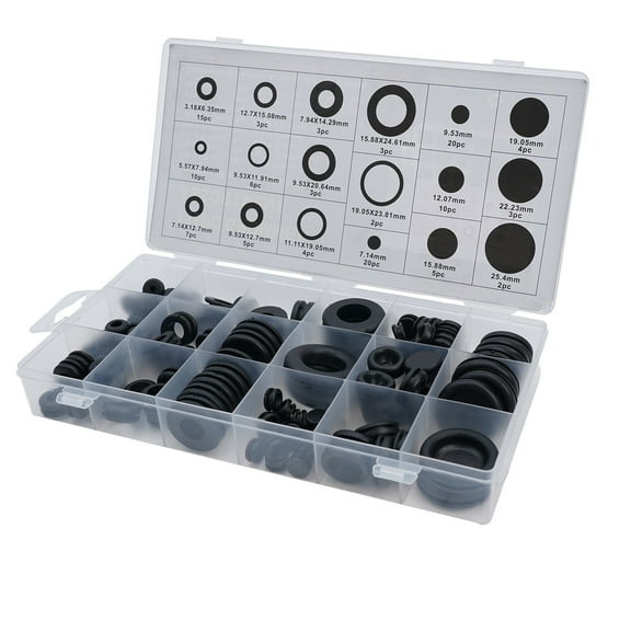 125PCS Rubber Blanking Grommet Assortment Kit with Open and Closed Blind Grommets in Multiple Sizes, Black Rubber Wiring and Cable Protection Sealing Rings with Storage Case for Automotive Projects