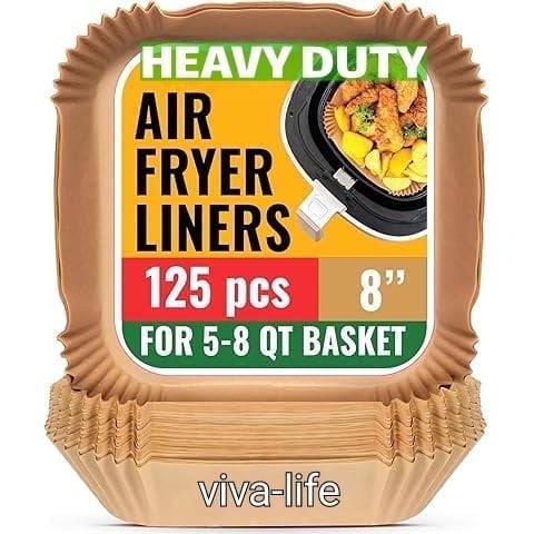 Viva-life 125-Piece 8-Inch Square Disposable Air Fryer Liners