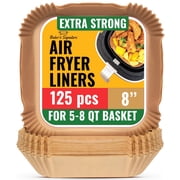 125Pcs 8” Square Air Fryer Paper Liners, Disposable Liners for 5-8 qt Basket by Baker's Signature